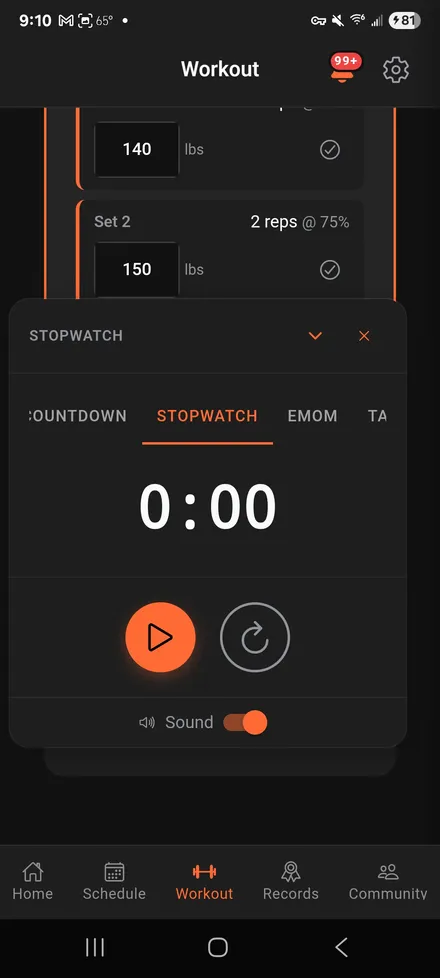 Bastion mobile workout timer with countdown, stopwatch, EMOM, and Tabata modes